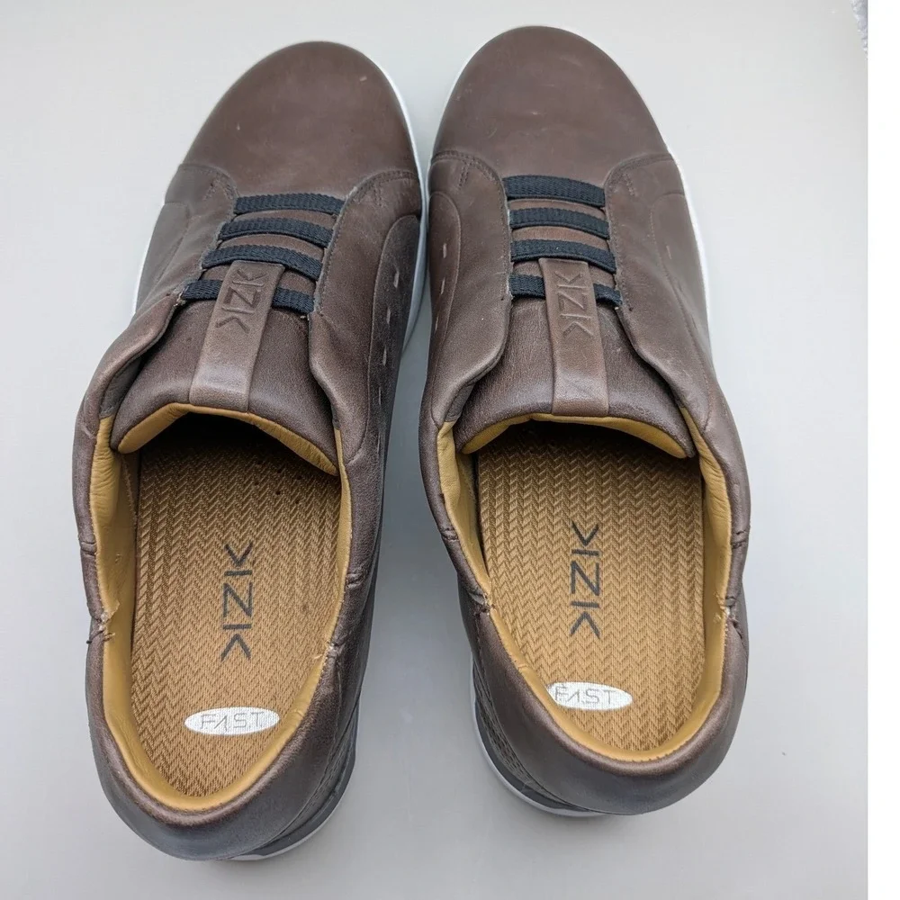 Kizik Cairo Mahogany Brown Leather Hands Free Slip On Sneakers M0201CB Mens 12M